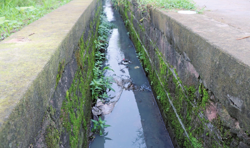雨水沟里全是污水
