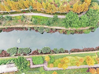 航拍下的永定河湿地公园
